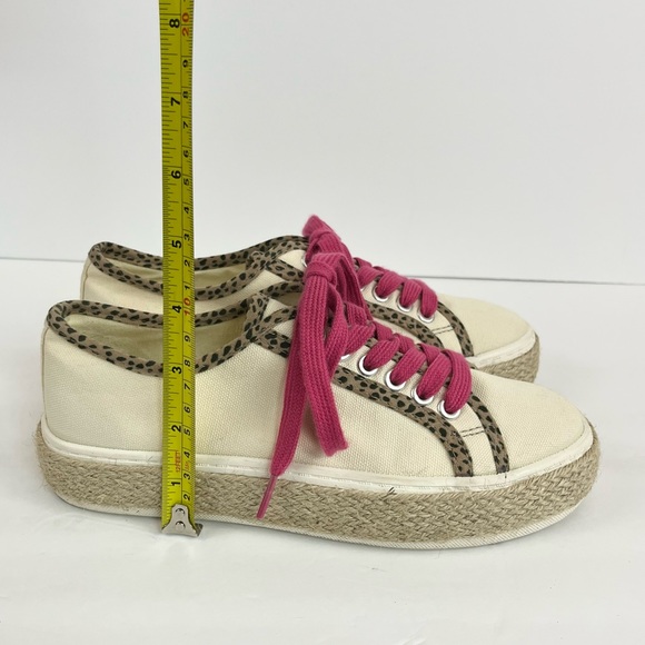 Michelle McDowell Cream Leopard Espadrille Pink Lace Up Sneakers Women’s Size 6 - Picture 8 of 14